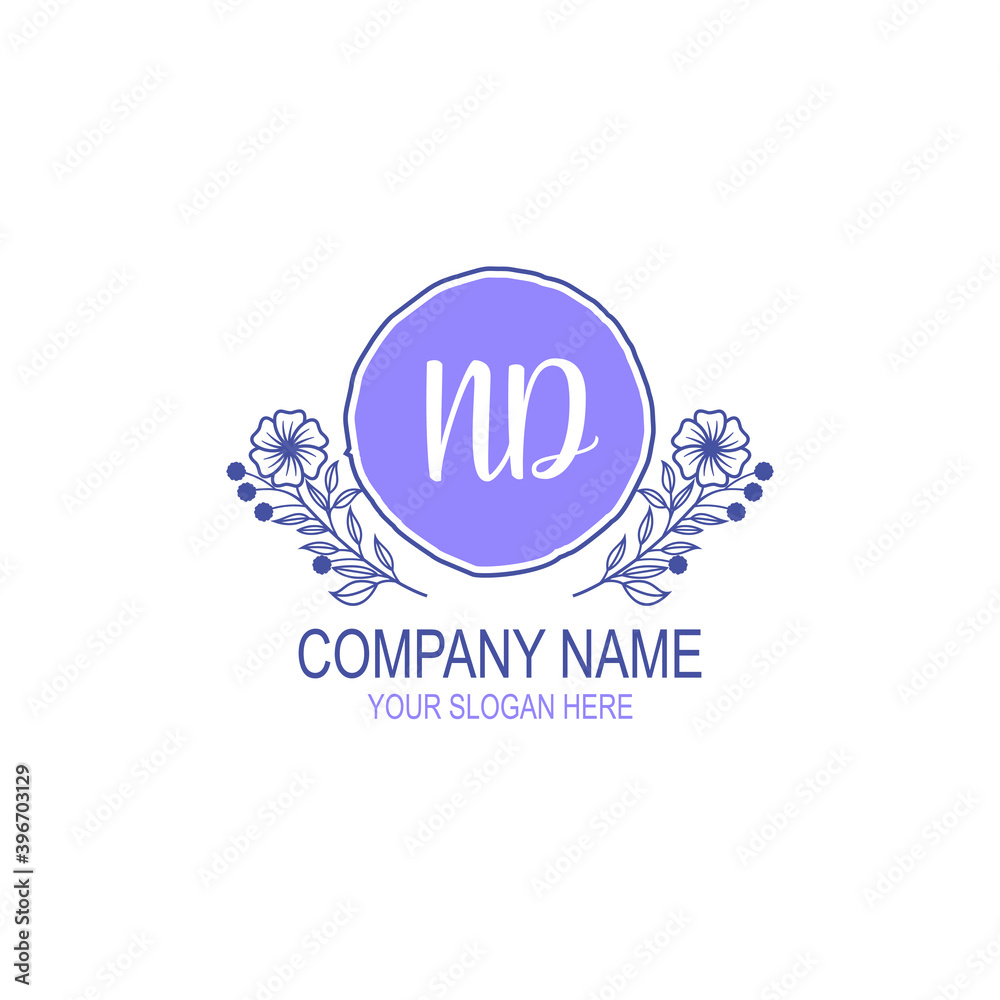Initial ND Handwriting, Wedding Monogram Logo Design, Modern Minimalistic and Floral templates for Invitation cards