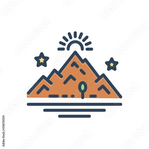 Color illustration icon for mountain