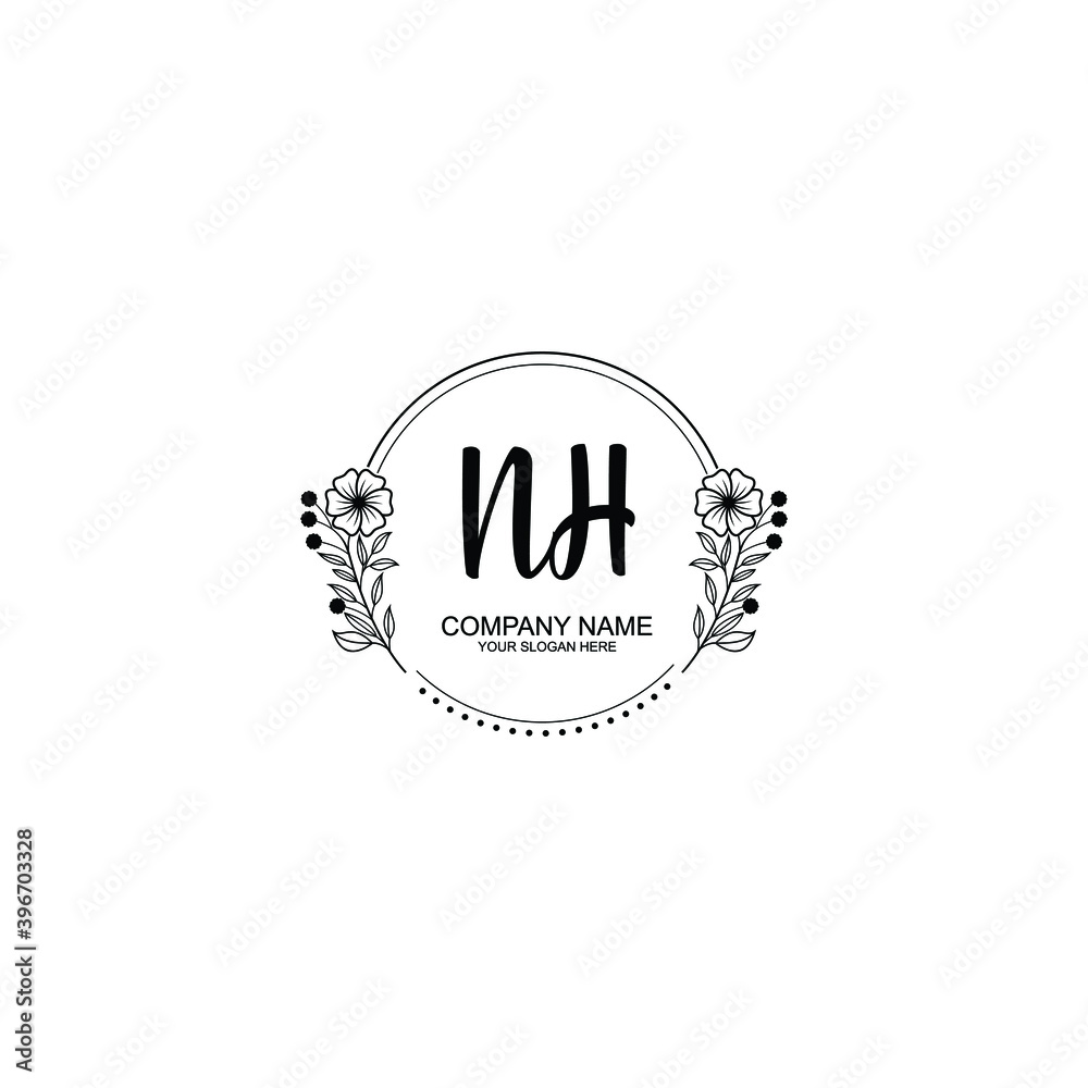 Initial NH Handwriting, Wedding Monogram Logo Design, Modern Minimalistic and Floral templates for Invitation cards Initial NH Handwriting, Wedding Monogram Logo Design, Modern Minimalistic and Floral templates for Invitation cards