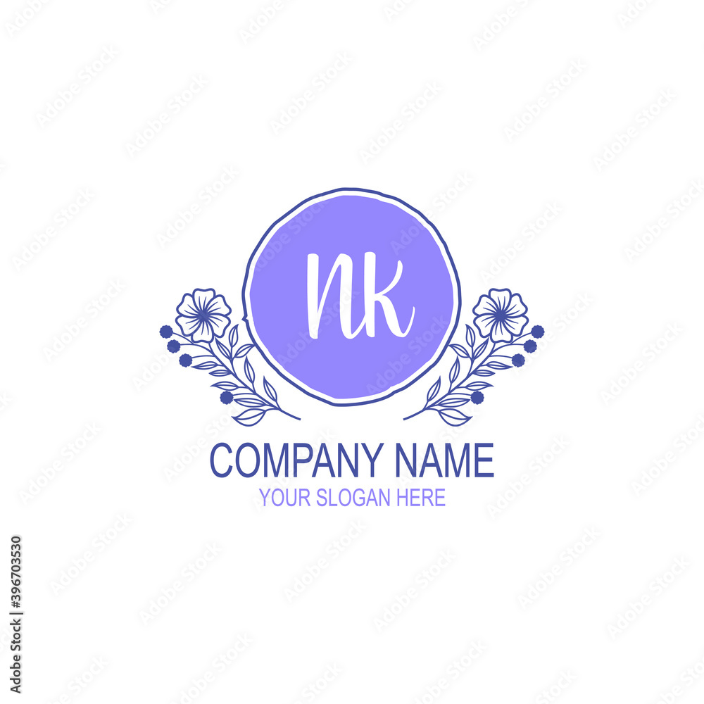 Initial NK Handwriting, Wedding Monogram Logo Design, Modern Minimalistic and Floral templates for Invitation cards