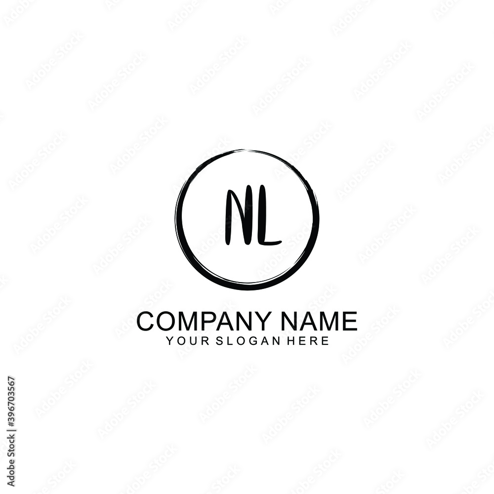 Initial NL Handwriting, Wedding Monogram Logo Design, Modern Minimalistic and Floral templates for Invitation cards