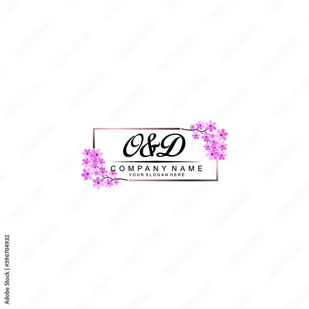 Initial OD Handwriting, Wedding Monogram Logo Design, Modern Minimalistic and Floral templates for Invitation cards