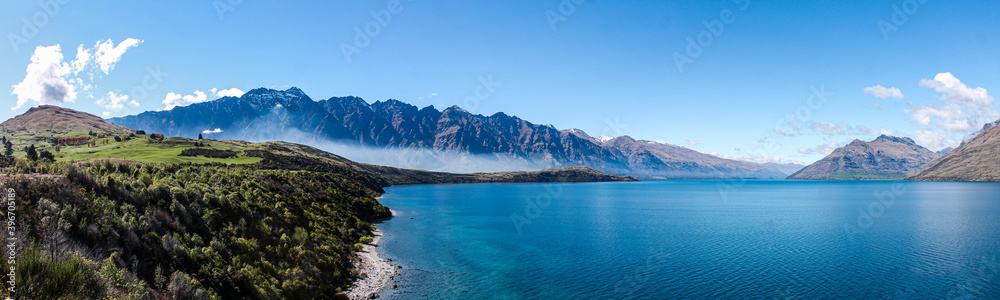 panoramic of the mountains of lake