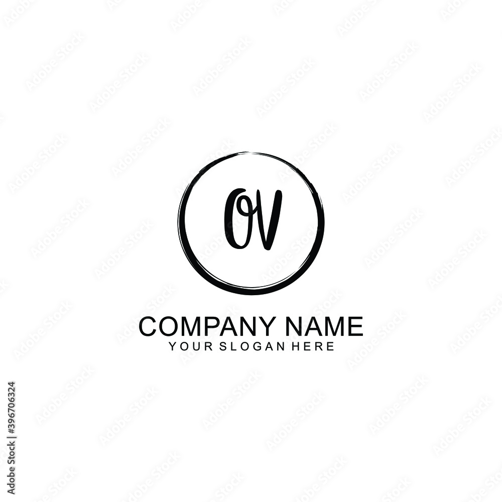 Initial OV Handwriting, Wedding Monogram Logo Design, Modern Minimalistic and Floral templates for Invitation cards