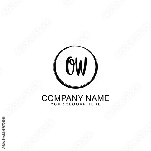 Initial OW Handwriting, Wedding Monogram Logo Design, Modern Minimalistic and Floral templates for Invitation cards