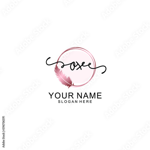 Initial OX Handwriting, Wedding Monogram Logo Design, Modern Minimalistic and Floral templates for Invitation cards