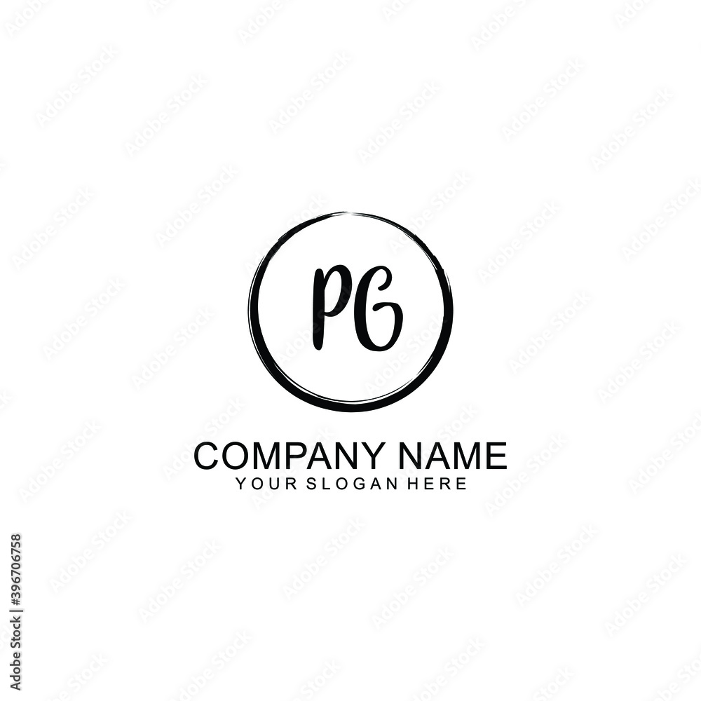 Initial PG Handwriting, Wedding Monogram Logo Design, Modern Minimalistic and Floral templates for Invitation cards