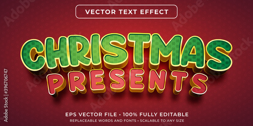 Editable text effect - holiday gifts text style