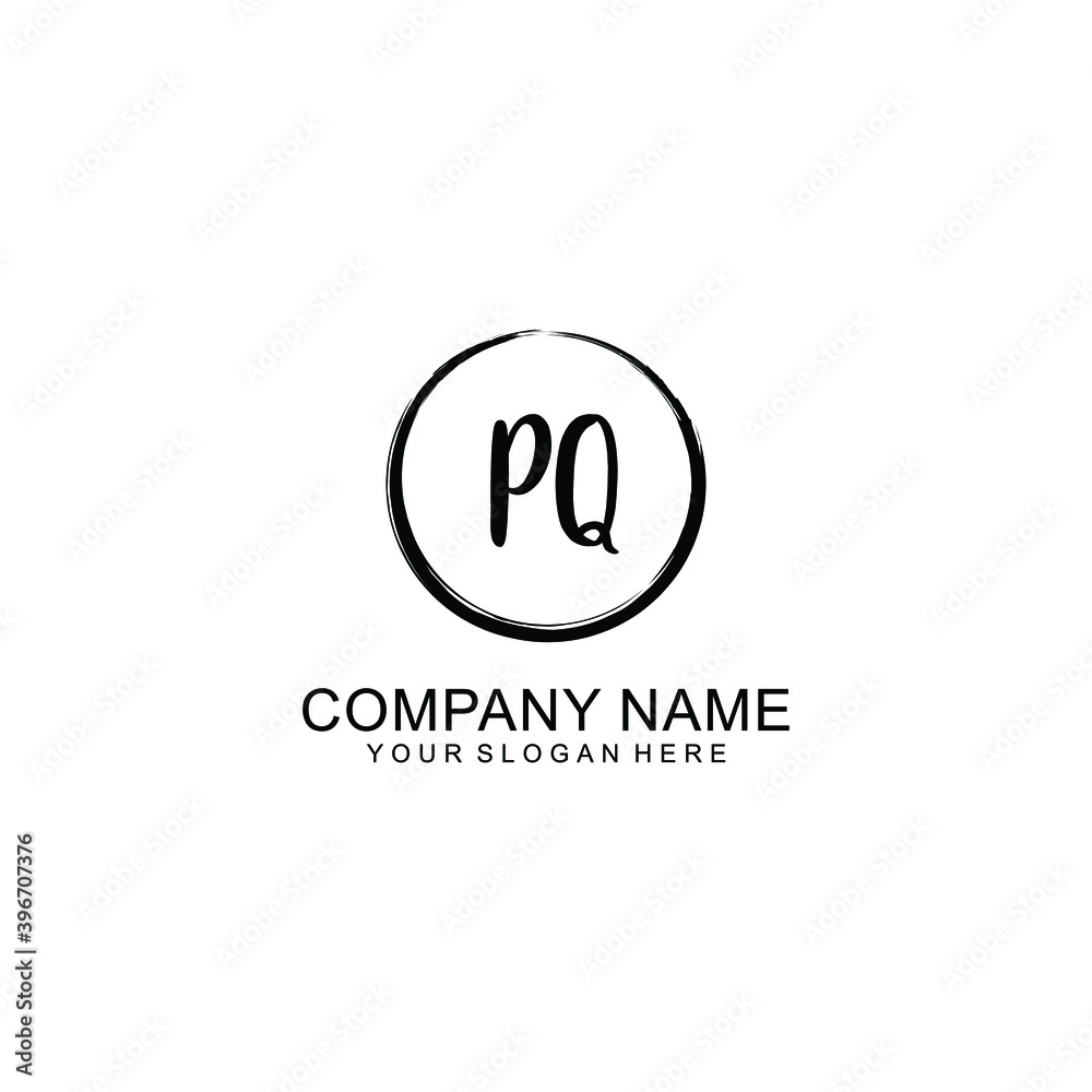 Initial PQ Handwriting, Wedding Monogram Logo Design, Modern Minimalistic and Floral templates for Invitation cards