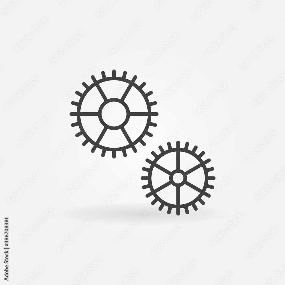 Two Cog Wheels line icon. Mechanism vector concept outline symbol Two Cog Wheels line icon. Mechanism vector concept outline symbol