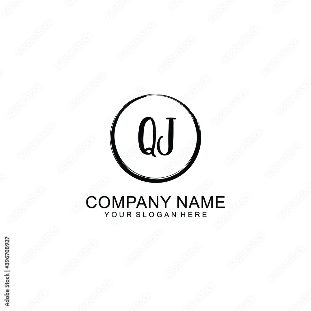 Initial QJ Handwriting, Wedding Monogram Logo Design, Modern Minimalistic and Floral templates for Invitation cards