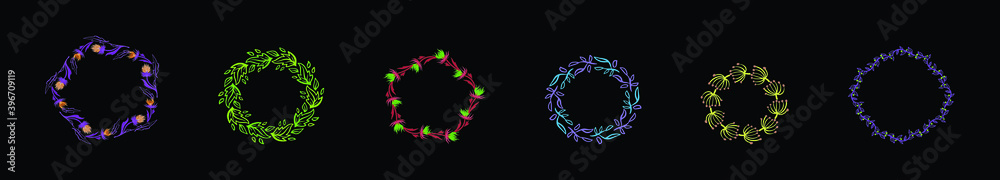 set of wreath cartoon icon design template with various models. vector illustration isolated on background