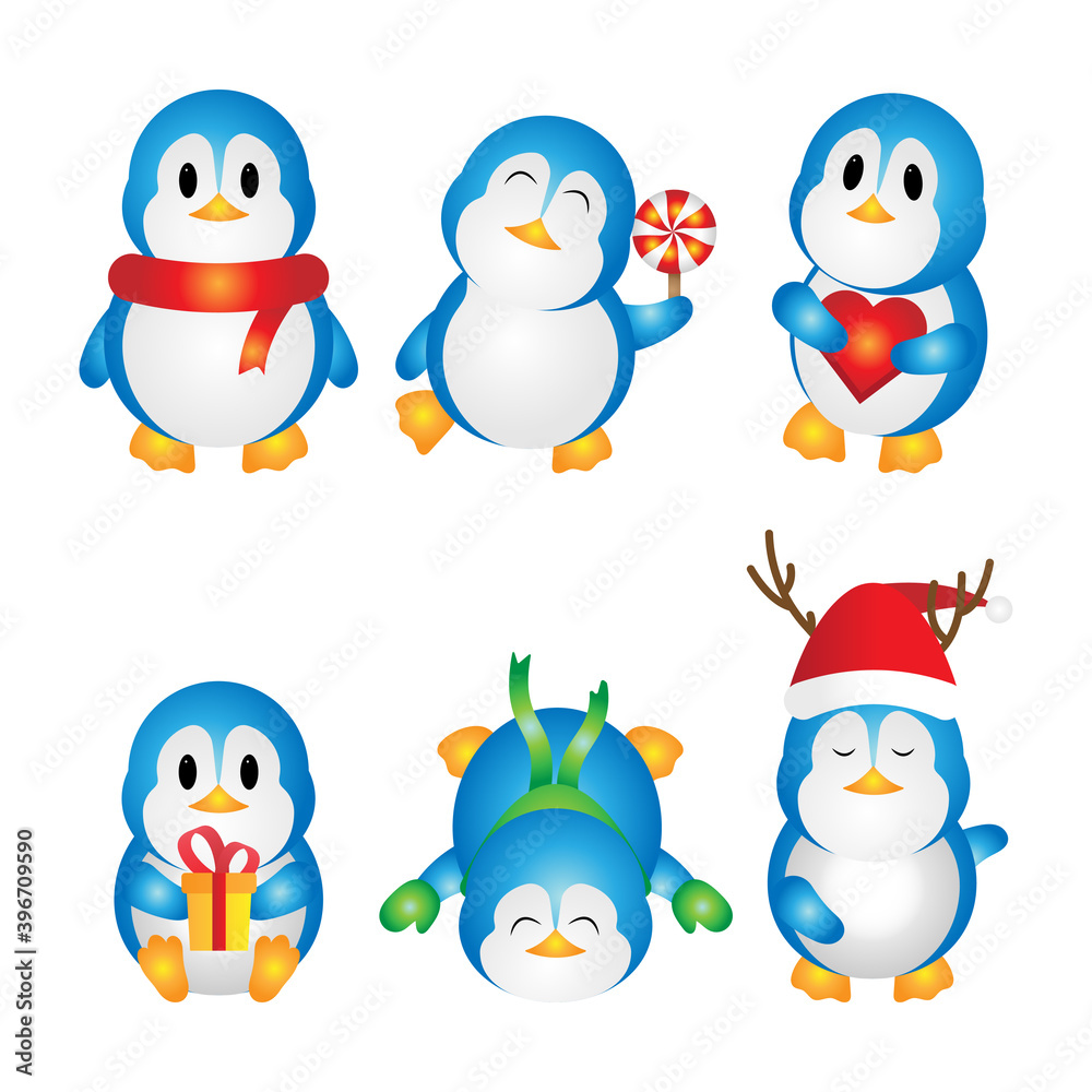Fototapeta premium Collection of Penguin Cartoon