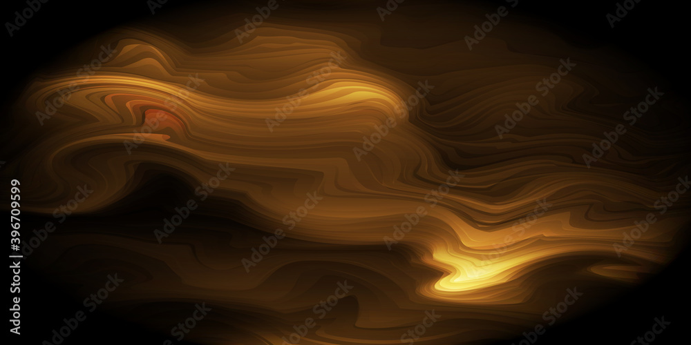 Abstract marble texture, golden on black painted marble pattern
