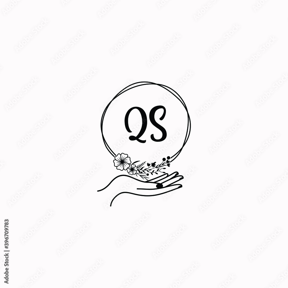 Initial QS Handwriting, Wedding Monogram Logo Design, Modern Minimalistic and Floral templates for Invitation cards Initial QS Handwriting, Wedding Monogram Logo Design, Modern Minimalistic and Floral templates for Invitation cards