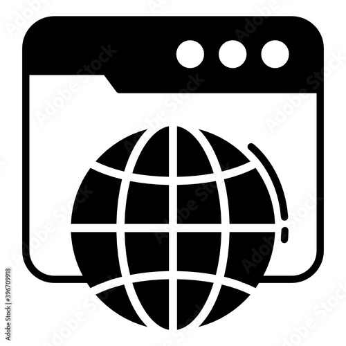 Internet Web Browser Concept Vector Glyph Icon Design, Cloud computing and Internet hosting services Symbol on White background, Webpage Viewer Software Sign 