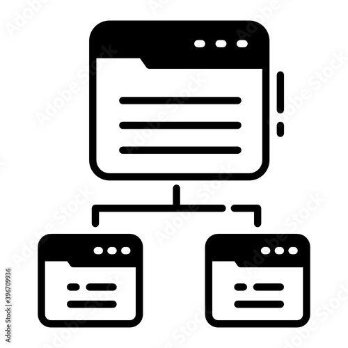 Link building Vector Glyph Icon Design, SEO and Internet Marketing Symbol on White Background, Website Map Concept, 