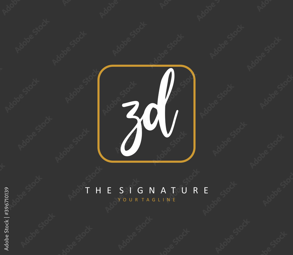 ZD Initial letter handwriting and signature logo. A concept handwriting initial logo with template element. ZD Initial letter handwriting and signature logo. A concept handwriting initial logo with template element.