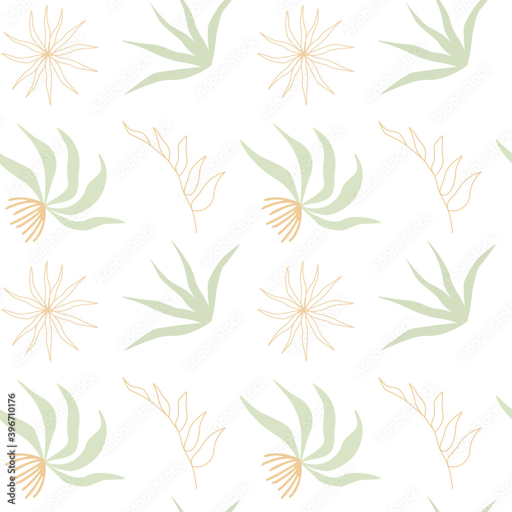 Abstract seamless pattern with Boho plants in Earthy pastel colors. Vector illustration. Vector illustration. Abstract seamless pattern with Boho plants in Earthy pastel colors. Vector illustration. Vector illustration.