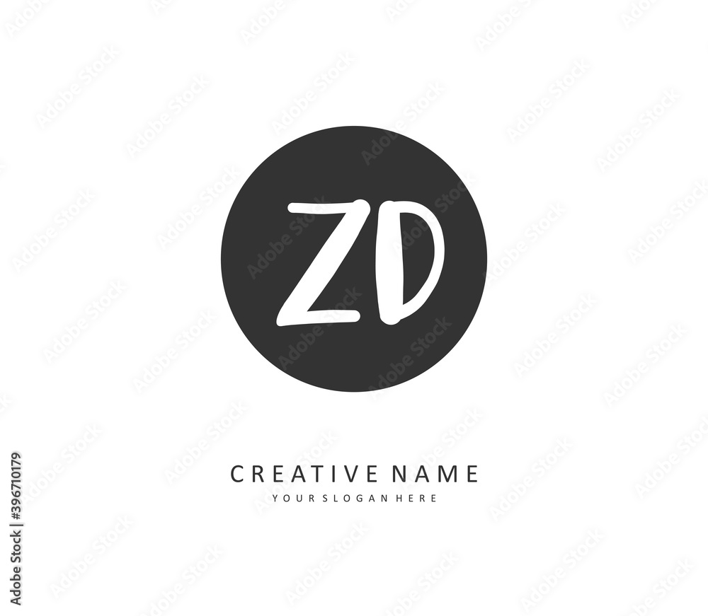 ZD Initial letter handwriting and signature logo. A concept handwriting initial logo with template element. ZD Initial letter handwriting and signature logo. A concept handwriting initial logo with template element.