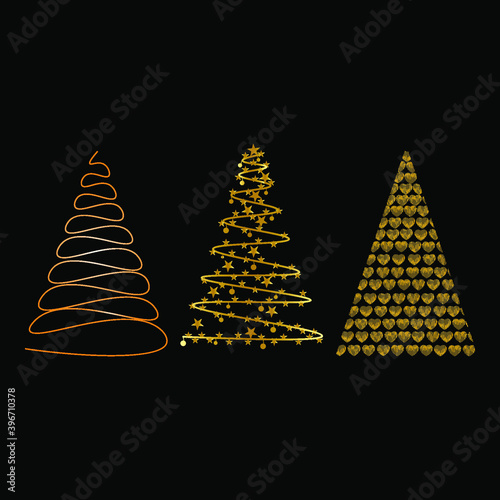 icon christmas tree. stylized Christmas tree on black background. vector illustration