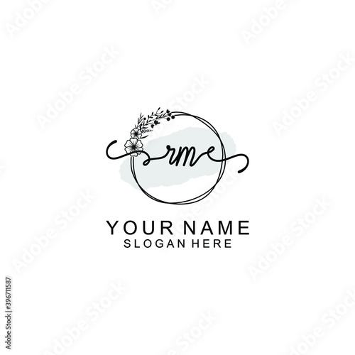 Initial RM Handwriting, Wedding Monogram Logo Design, Modern Minimalistic and Floral templates for Invitation cards