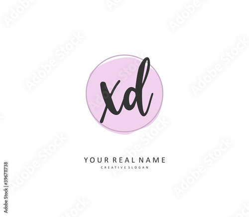 XD Initial letter handwriting and signature logo. A concept handwriting initial logo with template element.