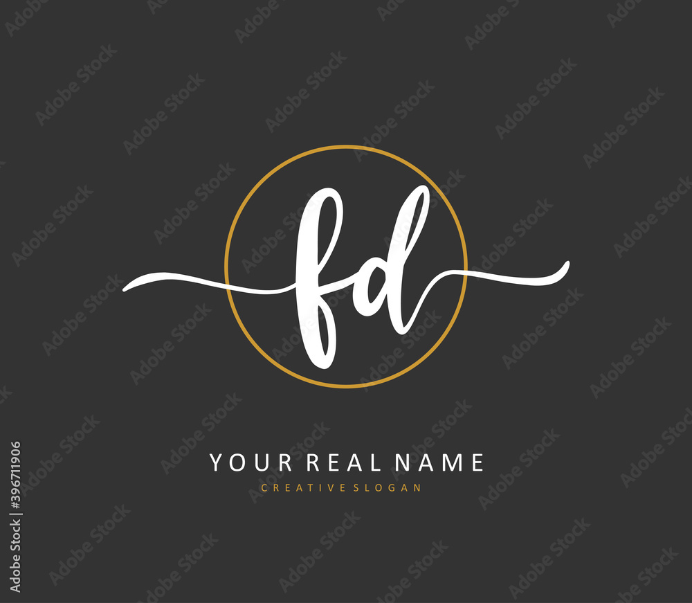 FD Initial letter handwriting and signature logo. A concept handwriting initial logo with template element. FD Initial letter handwriting and signature logo. A concept handwriting initial logo with template element.