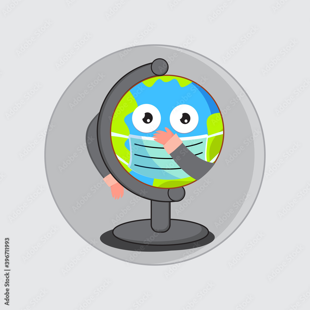 Obraz premium mascot globe using a mask