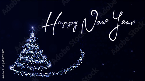 Happy new year card with christmas tree