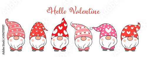 Draw cute gnomes valentines day.