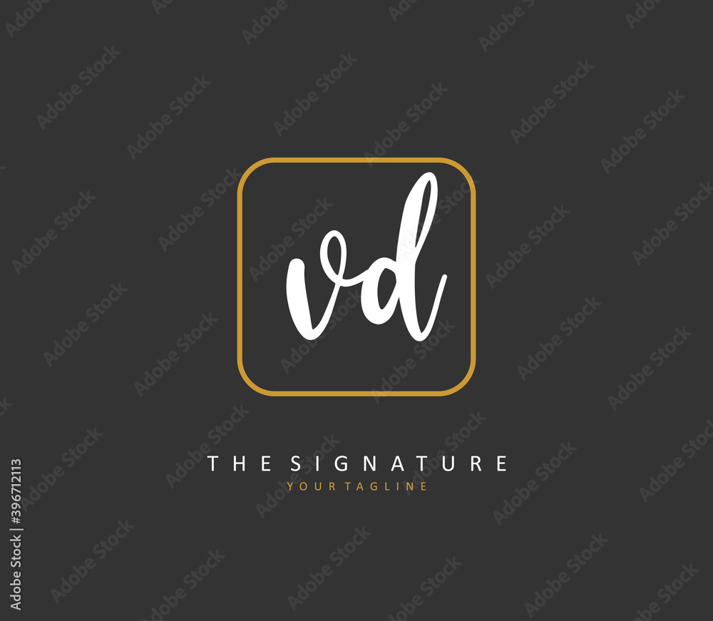 VD Initial letter handwriting and signature logo. A concept handwriting initial logo with template element. VD Initial letter handwriting and signature logo. A concept handwriting initial logo with template element.