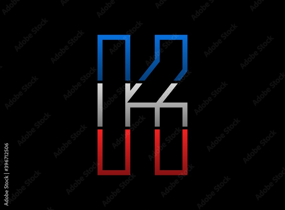 K letter vector desing, outline stroke font logo. Dynamic split grey, blue color on black background. For social media,design elements, creative poster, web template and more K letter vector desing, outline stroke font logo. Dynamic split grey, blue color on black background. For social media,design elements, creative poster, web template and more