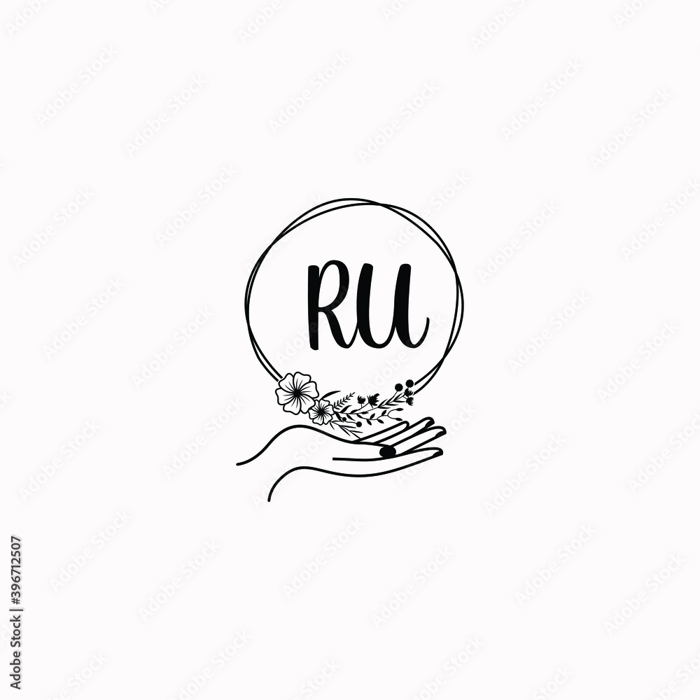 Initial RU Handwriting, Wedding Monogram Logo Design, Modern Minimalistic and Floral templates for Invitation cards Initial RU Handwriting, Wedding Monogram Logo Design, Modern Minimalistic and Floral templates for Invitation cards