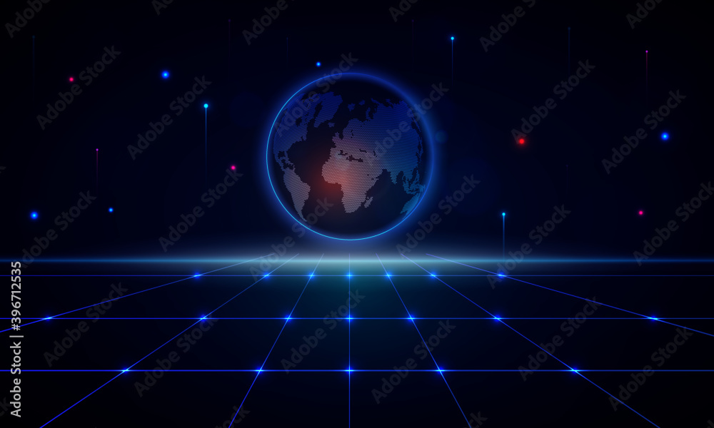 Fototapeta premium Global network connection world map abstract technology background.