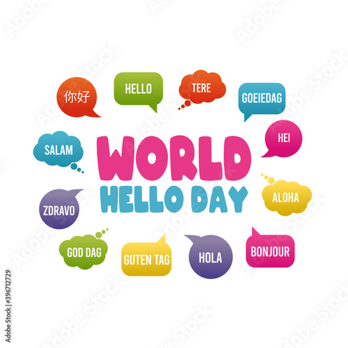 vector graphic of world hello day good for world hello day celebration. flat design. flyer design.flat illustration.