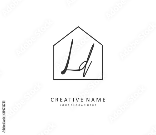 LD Initial letter handwriting and signature logo. A concept handwriting initial logo with template element. photo