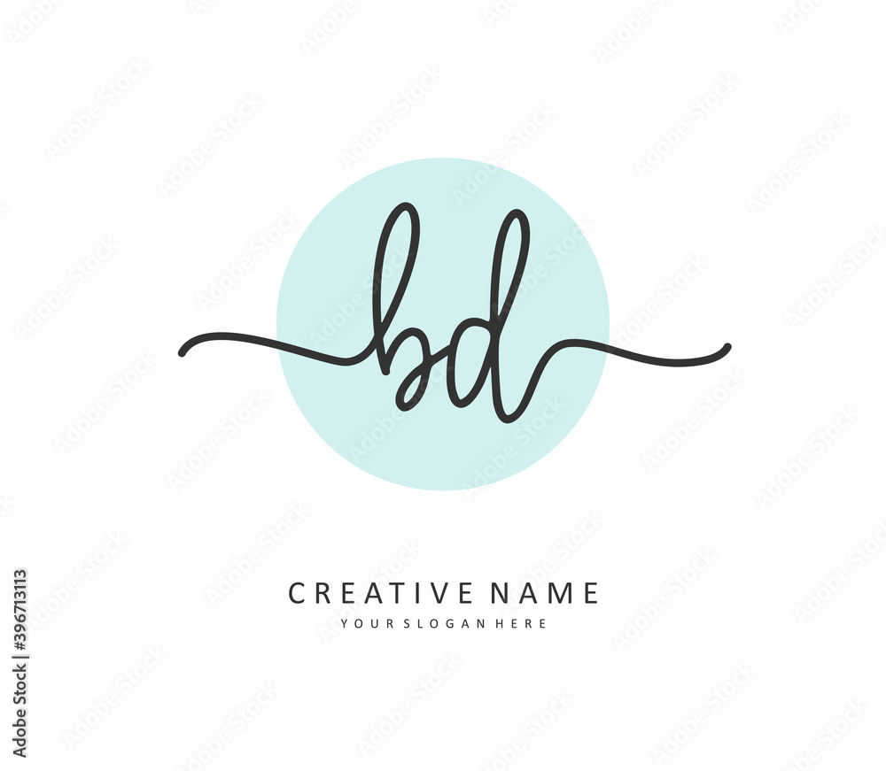 Fototapeta premium BD Initial letter handwriting and signature logo. A concept handwriting initial logo with template element.