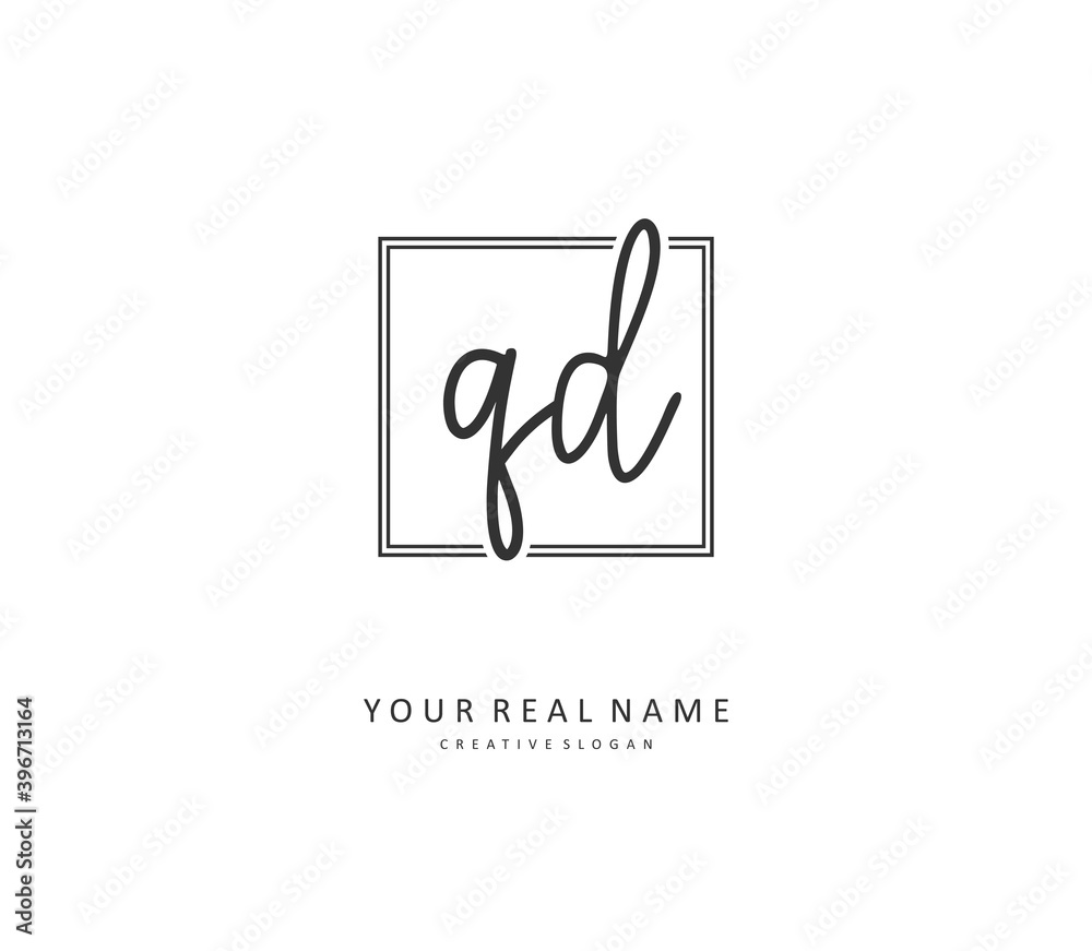 QD Initial letter handwriting and signature logo. A concept handwriting initial logo with template element. QD Initial letter handwriting and signature logo. A concept handwriting initial logo with template element.