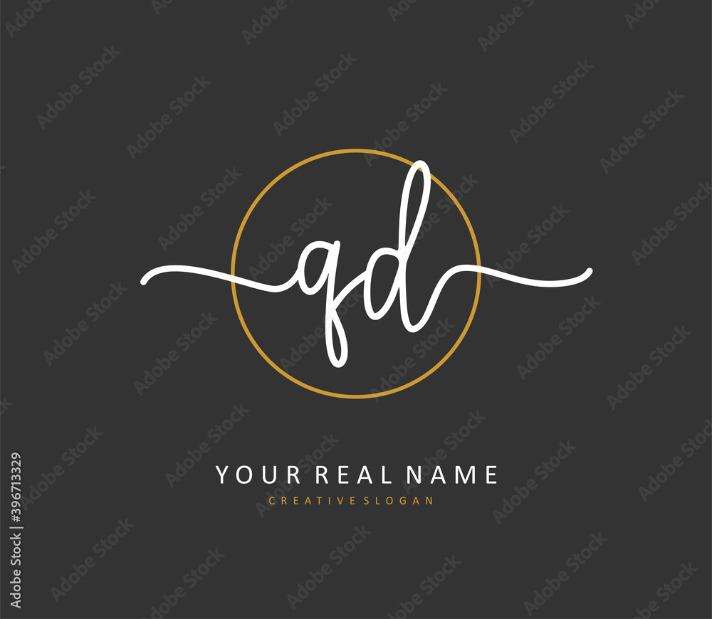 QD Initial letter handwriting and signature logo. A concept handwriting initial logo with template element. QD Initial letter handwriting and signature logo. A concept handwriting initial logo with template element.