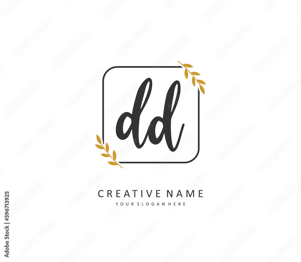 Fototapeta premium DD Initial letter handwriting and signature logo. A concept handwriting initial logo with template element.