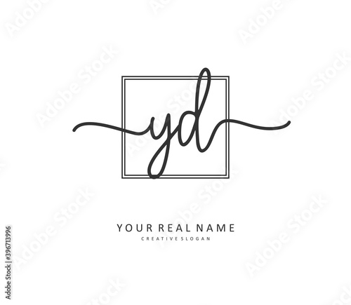 YD Initial letter handwriting and signature logo. A concept handwriting initial logo with template element.