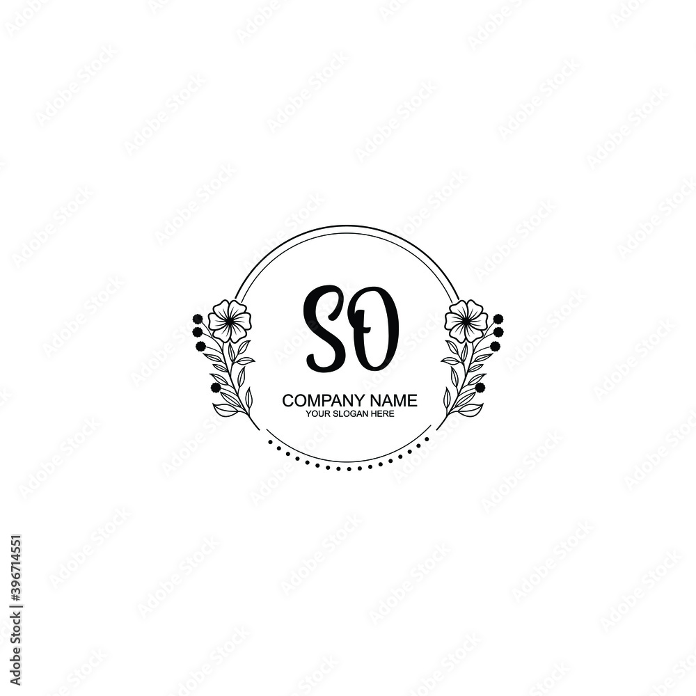 Initial SO Handwriting, Wedding Monogram Logo Design, Modern Minimalistic and Floral templates for Invitation cards Initial SO Handwriting, Wedding Monogram Logo Design, Modern Minimalistic and Floral templates for Invitation cards