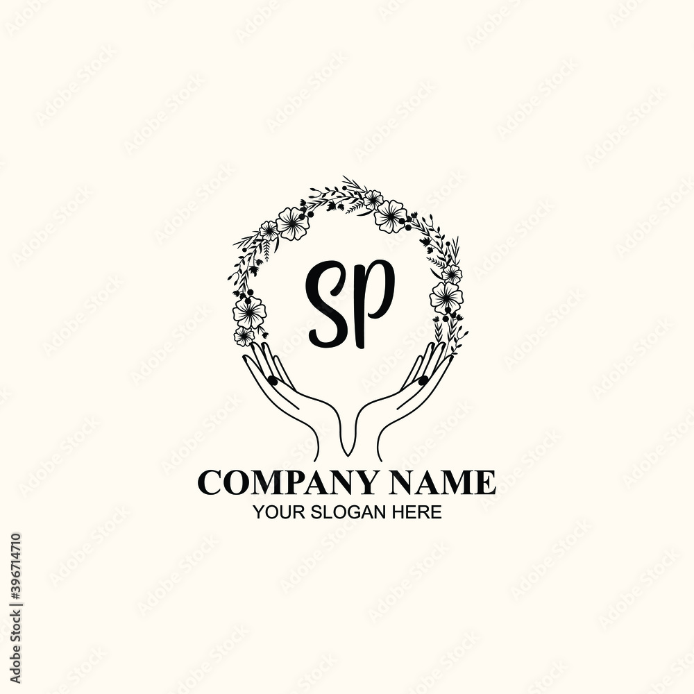 Initial SP Handwriting, Wedding Monogram Logo Design, Modern Minimalistic and Floral templates for Invitation cards