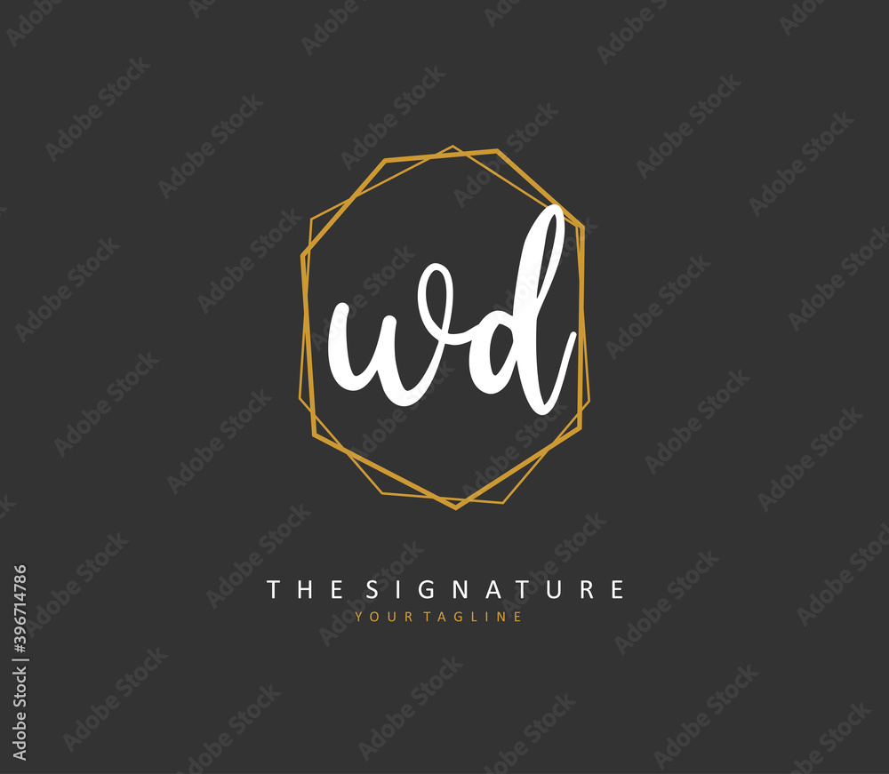 WD Initial letter handwriting and signature logo. A concept handwriting initial logo with template element. WD Initial letter handwriting and signature logo. A concept handwriting initial logo with template element.