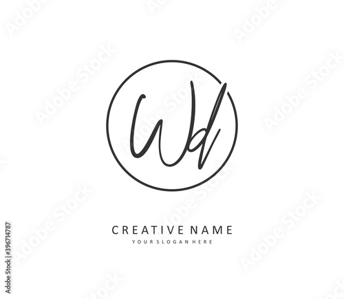 WD Initial letter handwriting and signature logo. A concept handwriting initial logo with template element.