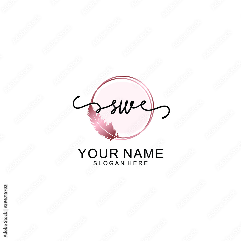 Initial SW Handwriting, Wedding Monogram Logo Design, Modern Minimalistic and Floral templates for Invitation cards