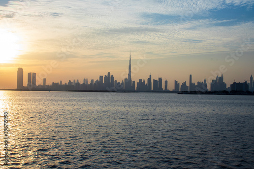 Dramatic sunset over a Dubai city. UAE. Outdoors © Four_Lakes