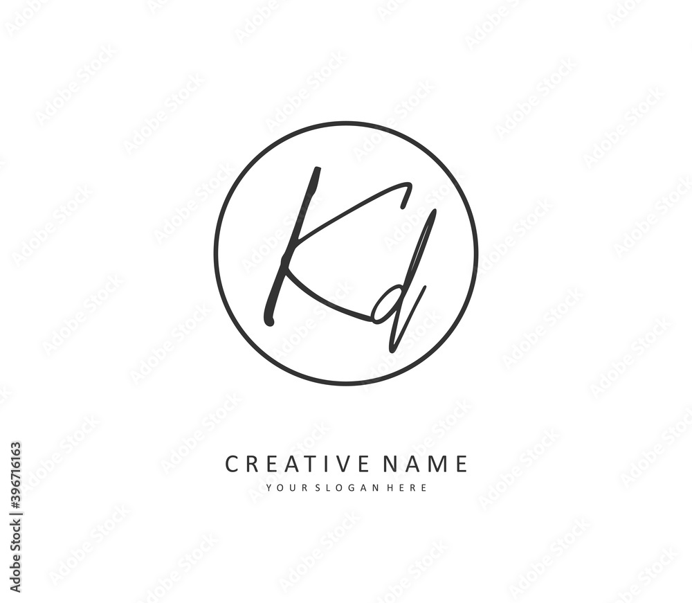 KD Initial letter handwriting and signature logo. A concept handwriting initial logo with template element. KD Initial letter handwriting and signature logo. A concept handwriting initial logo with template element.