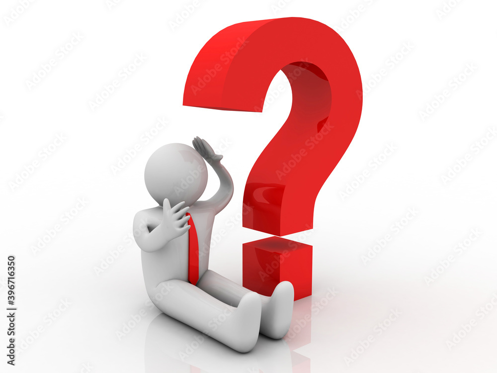 3d illustration Question Mark. 3D. 3d small people - complicated question mark 3d illustration Question Mark. 3D. 3d small people - complicated question mark